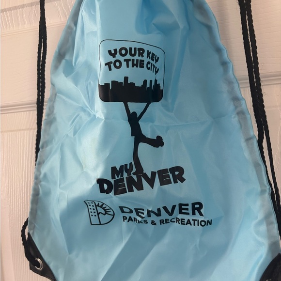 Light Blue Drawstring Backpack - Picture 2 of 5